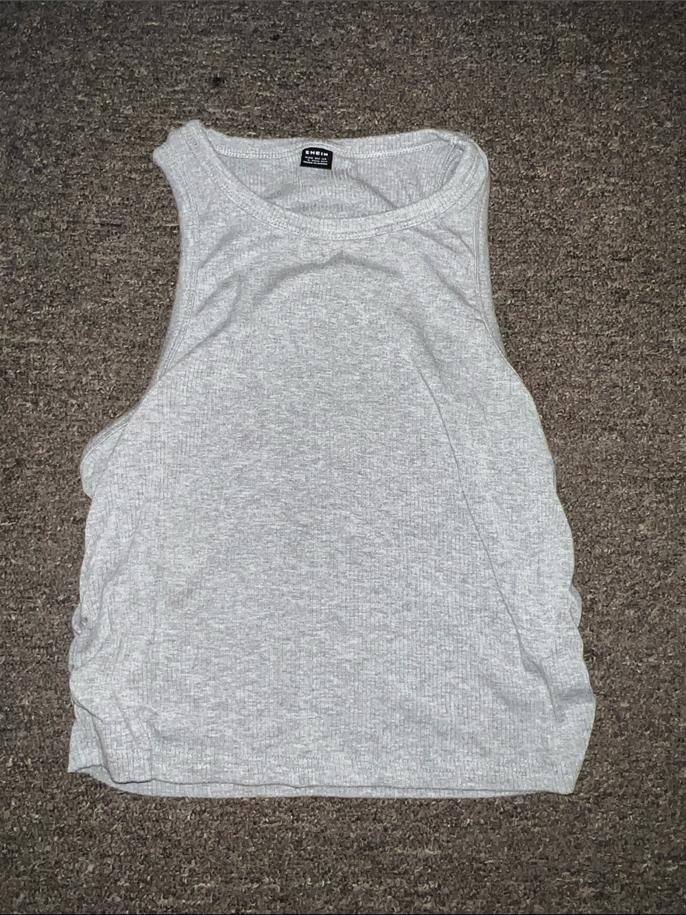 Gray Ribbed Tank Top
